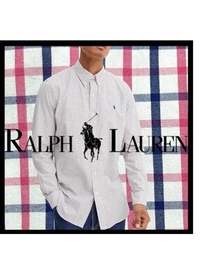 Ralph Lauren White/Pink/Blue Cotton Custom Fit Check Button Down Shirt (XXL)